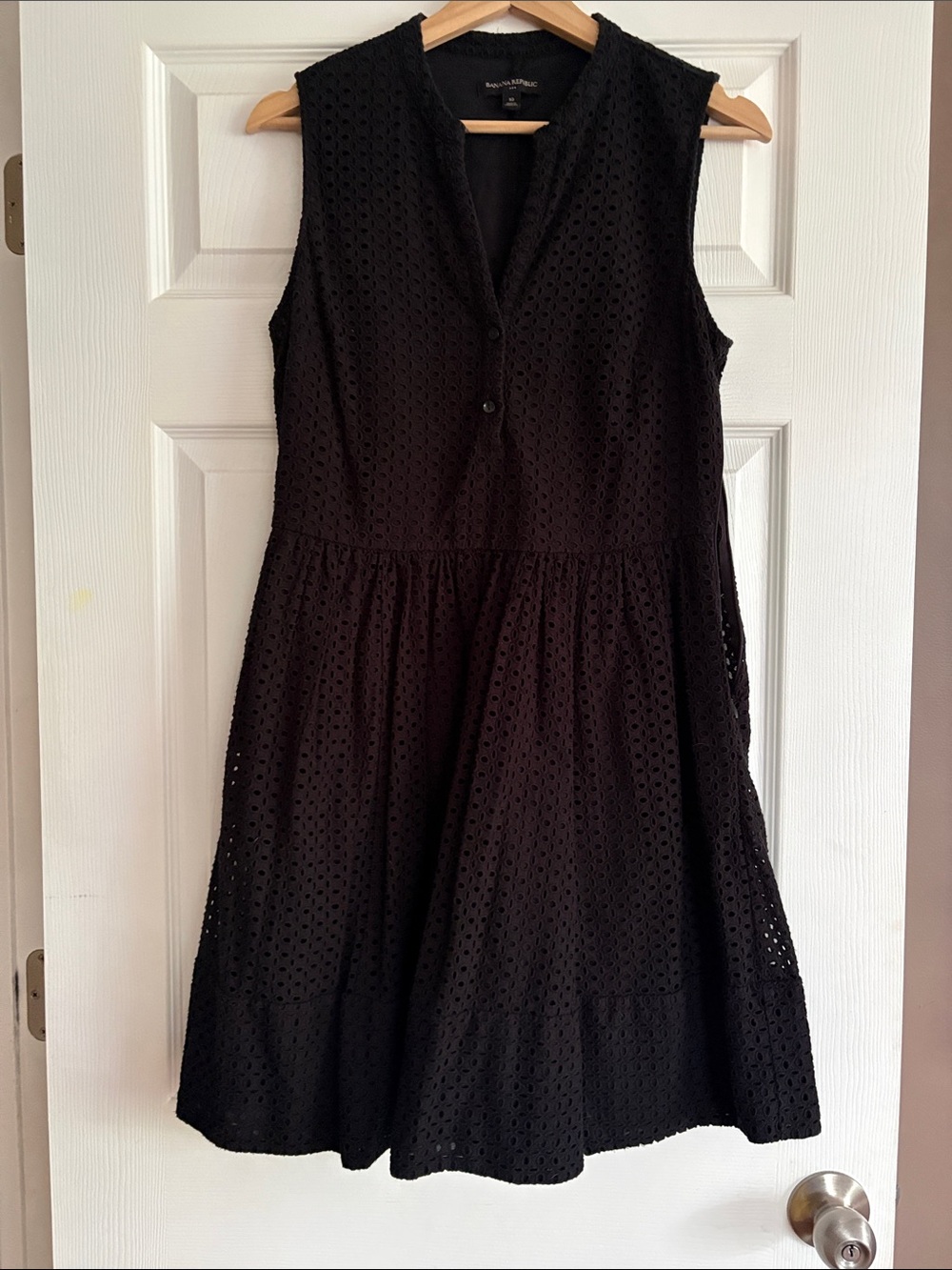 Banana Republic Black Eyelet Sleeveless Midi Dress